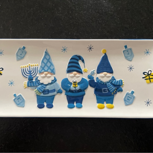 Hanukkah Holiday Ceramic Tray-great for chocolate gelt, desserts, or more! - Picture 2 of 4